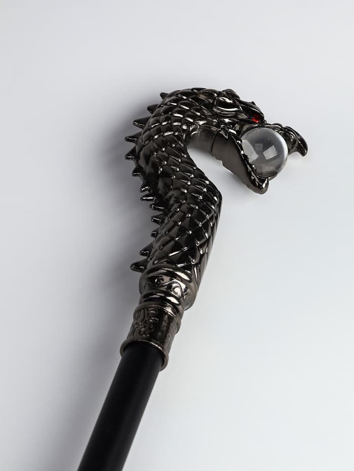 Сувенирная трость с клинком 30 см, набалдашник: дракон серебристый