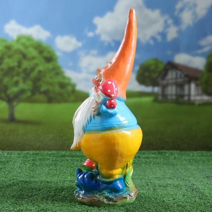 Садовая фигура из гипса «Гном с грибом», 44×16×16 см, МИКС