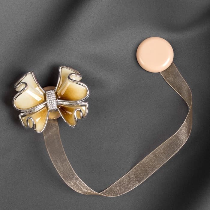 Подхват для штор «Бант», 6×5 см, бежевый