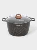 Кастрюля KUKMARA Granit ultra, 8 л, d=30 см, со стеклянной крышкой, антипригарное покрытие, литой алюминий, коричневая