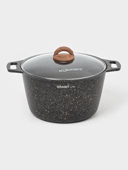 Кастрюля KUKMARA Granit ultra, 8 л, d=30 см, со стеклянной крышкой, антипригарное покрытие, литой алюминий, коричневая