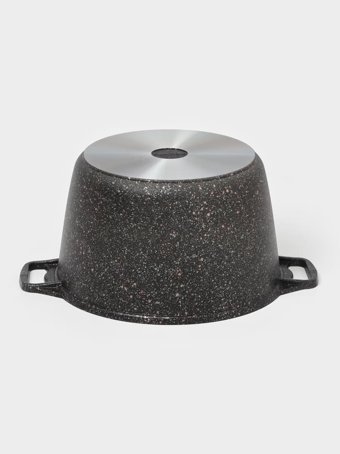 Кастрюля KUKMARA Granit ultra, 8 л, d=30 см, со стеклянной крышкой, антипригарное покрытие, литой алюминий, коричневая