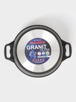 Кастрюля KUKMARA Granit ultra, 8 л, d=30 см, со стеклянной крышкой, антипригарное покрытие, литой алюминий, коричневая