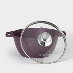 Кастрюля KUKMARA Trendy style, 2 л, d=20 см, h=10.5 см, стеклянная крышка, антипригарное покрытие, литой алюминий, фиолетовая