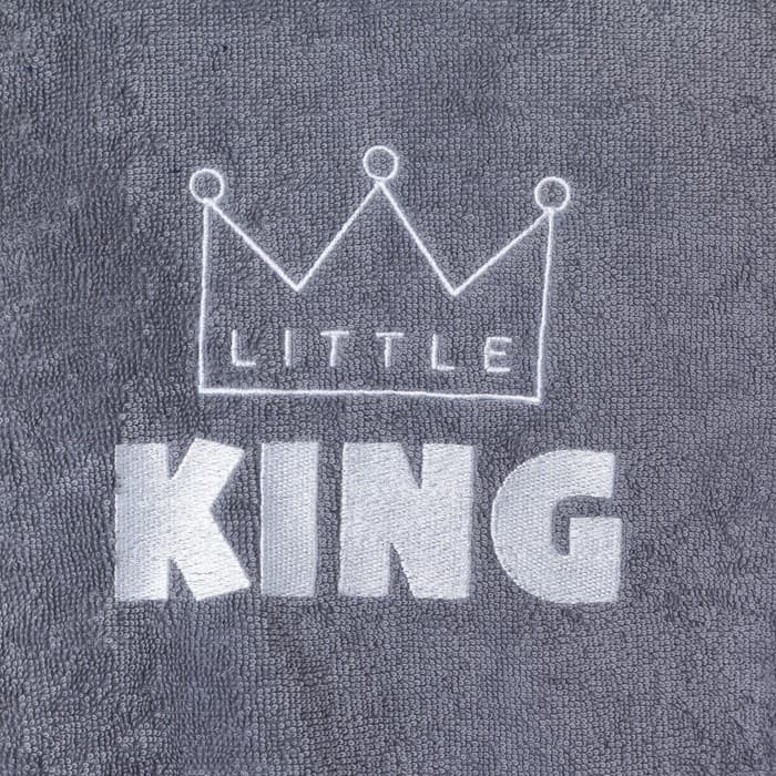 Халат махровый детский Этель Little king, размер 34 (122-128 см), серый
