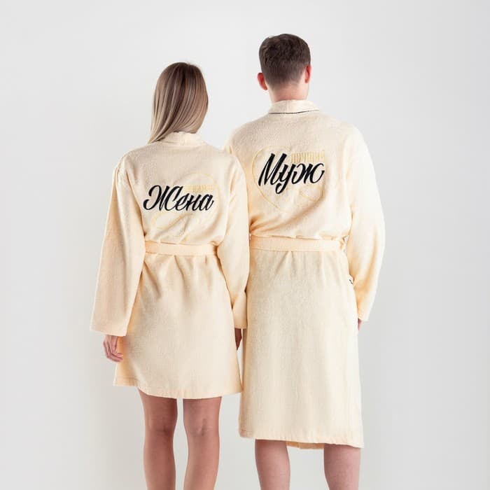 Халат махровый женский «Этель. Жена любимая», размер 50-52, 100% хлопок