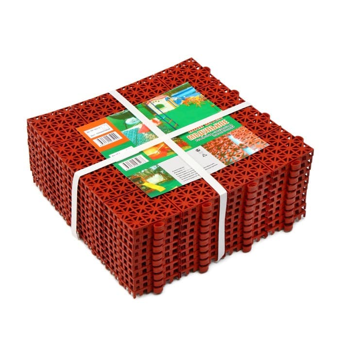 Модульное покрытие, 30×30×1.1 см, пластик, терракотовый, 1 шт.