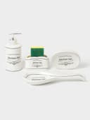 Аксессуары для кухни Доляна «Уют», 4 предмета, дозатор 300 мл, мыльница, подставка для губки, подставка для ложки, белые