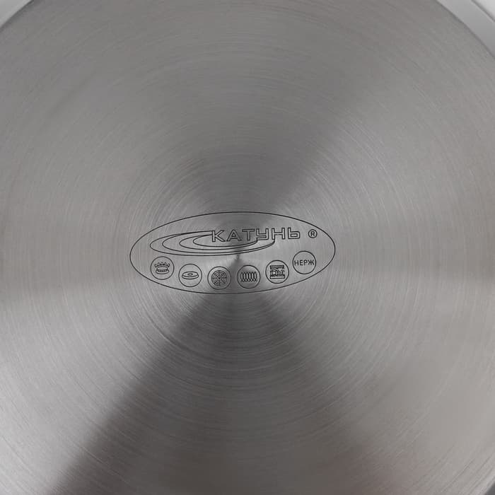 Сковорода Катунь «Общепит», d=30 см, толщина корпуса 0.6 мм, дно 3.5 мм, h=6 см, капсульное дно, антипригарное покрытие, индукция, AISI - 201