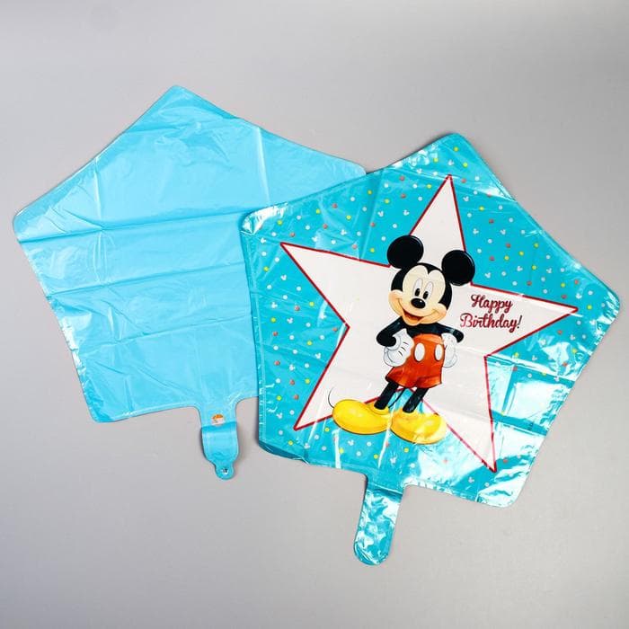 Шары воздушные фольгированные «С днём рождения», Мышонок, 4 звезды, тортик