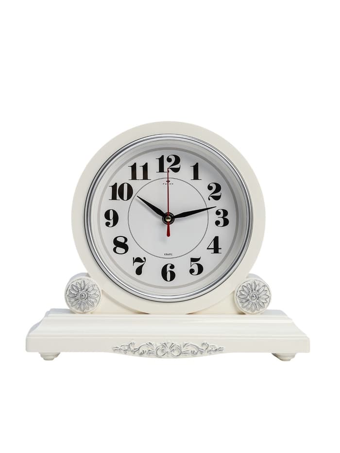 Часы настольные каминные «Берта», бесшумные, d=16.5 см, белые, от батарейки 1×АА