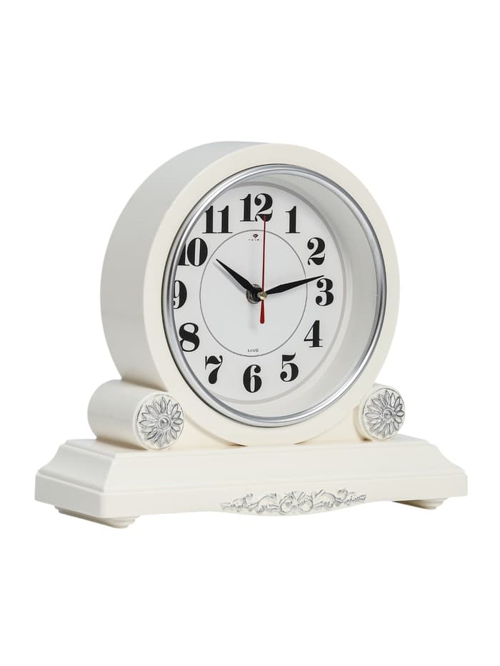 Часы настольные каминные «Берта», бесшумные, d=16.5 см, белые, от батарейки 1×АА