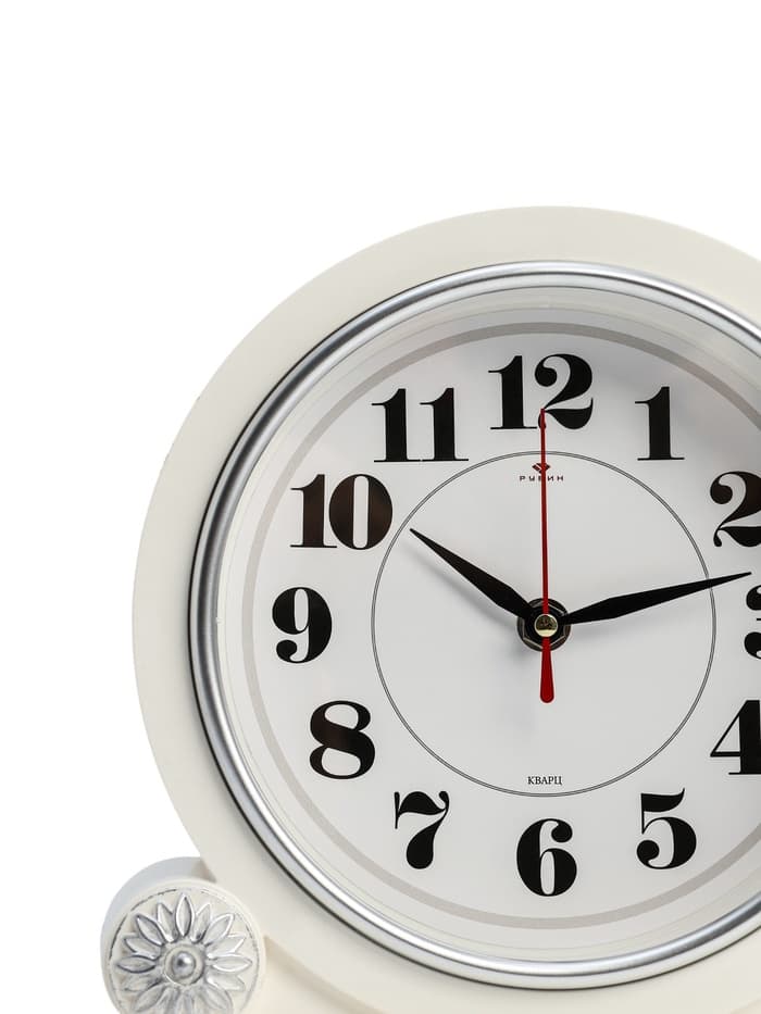 Часы настольные каминные «Берта», бесшумные, d=16.5 см, белые, от батарейки 1×АА