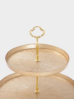 Этажерка для фруктов и десертов «Кувшинка», 2 яруса, d=21/28 см, стекло, золотая
