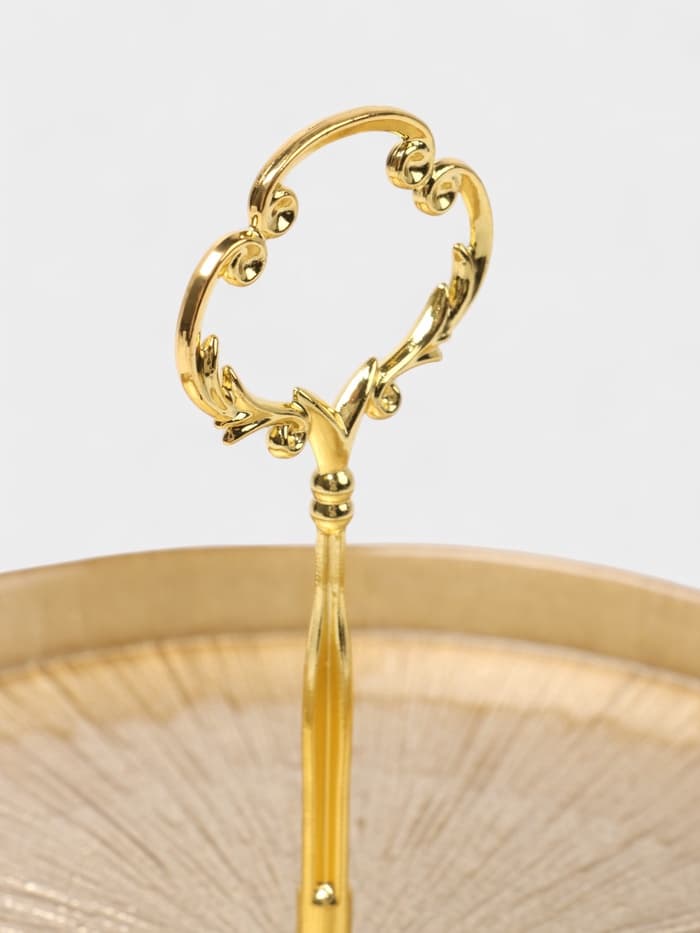 Этажерка для фруктов и десертов «Кувшинка», 2 яруса, d=21/28 см, стекло, золотая