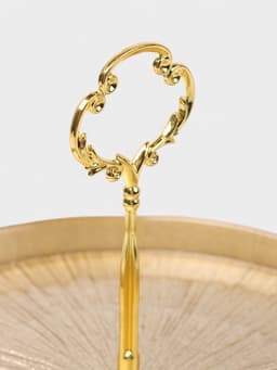 Этажерка для фруктов и десертов «Кувшинка», 2 яруса, d=21/28 см, стекло, золотая