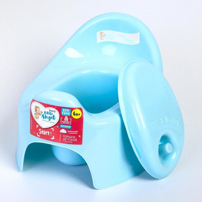 Горшок детский Follow Me с крышкой, голубой