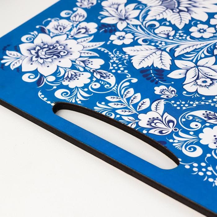 Доска разделочная с ручками Дарим Красиво «Гжель», 36×28 см, дерево, голубая