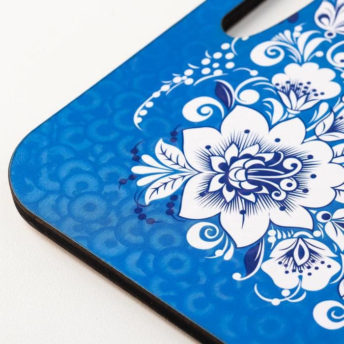 Доска разделочная с ручками Дарим Красиво «Гжель», 36×28 см, дерево, голубая