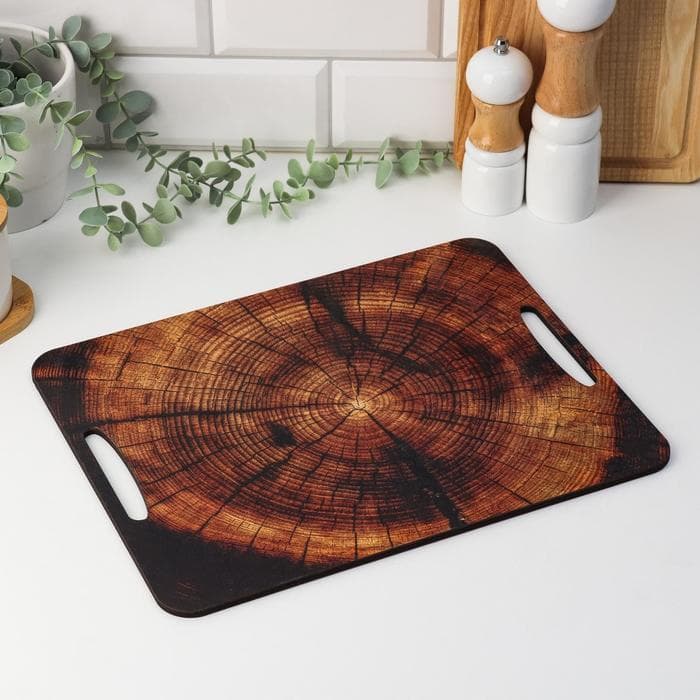 Доска разделочная с ручками Дарим Красиво «Спил», 36×28 см, дерево, коричневая