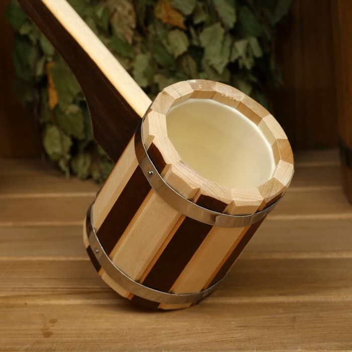 Ковш - черпак для бани и сауны, 300 мл, 50 см, деревянный, с пластиковой вставкой, «Добропаровъ»