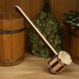 Ковш - черпак для бани и сауны, 300 мл, 50 см, деревянный, с пластиковой вставкой, «Добропаровъ»