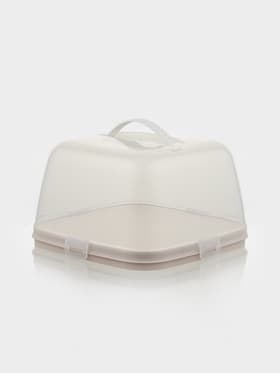 Тортовница с крышкой Альтернатива, 28.5×28.5×17.5 см, пластик, бежевая