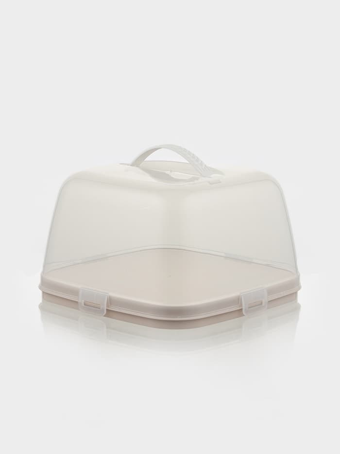 Тортовница с крышкой Альтернатива, 28.5×28.5×17.5 см, пластик, бежевая