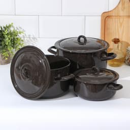 Набор кастрюль эмалированных «Гранит», 3 шт.: 1.5 л, 3 л, 4.5 л, коричневый