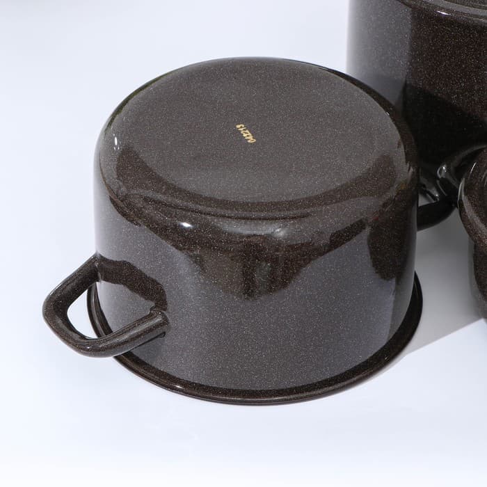 Набор кастрюль эмалированных «Гранит», 3 шт.: 1.5 л, 3 л, 4.5 л, коричневый