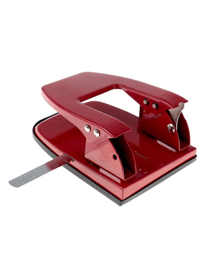 Дырокол на 30 листов, большой, металлический, с металлической линейкой, МИКС