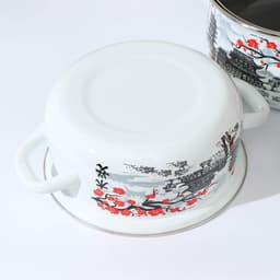 Набор эмалированных кастрюль «Ветка сакуры», 3 предмета: 1.5 л, 2 л, 3 л, индукция