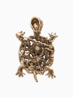 Брошь «Черепашка», в крупных стразах, разноцветная в чернёном золоте