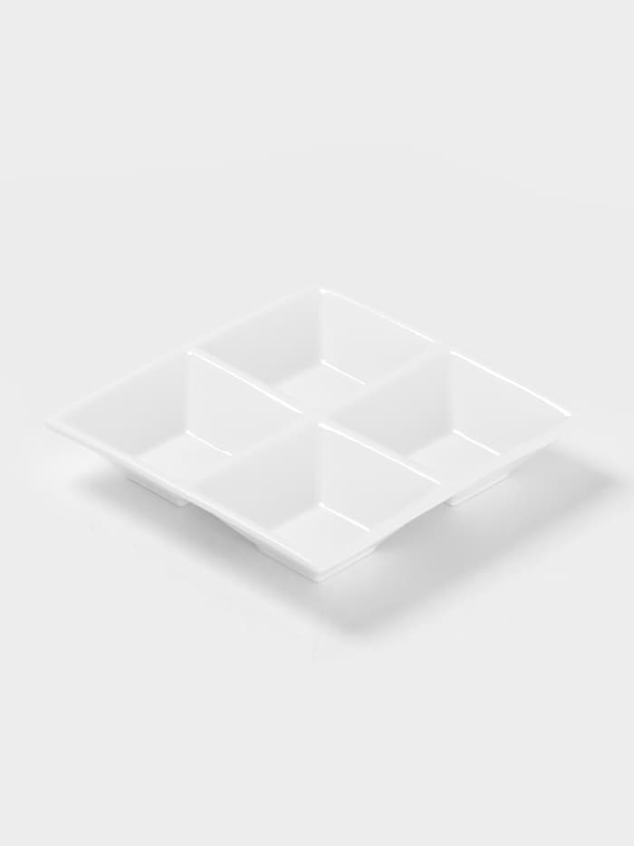 Менажница 4 ячейки Wilmax, 15×15 см, фарфор, белая