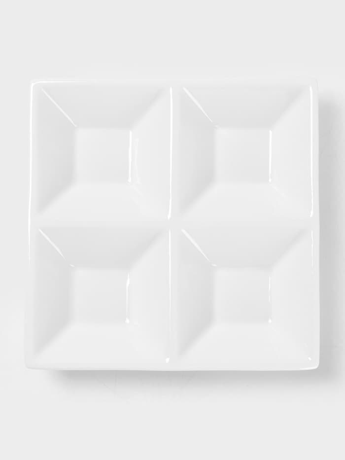 Менажница 4 ячейки Wilmax, 15×15 см, фарфор, белая