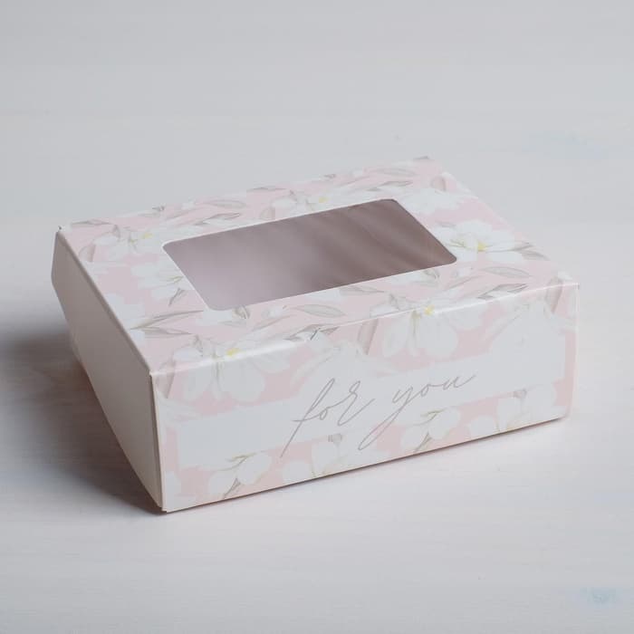 Кондитерская упаковка, коробка с ламинацией «For you», 10×8×3.5 см