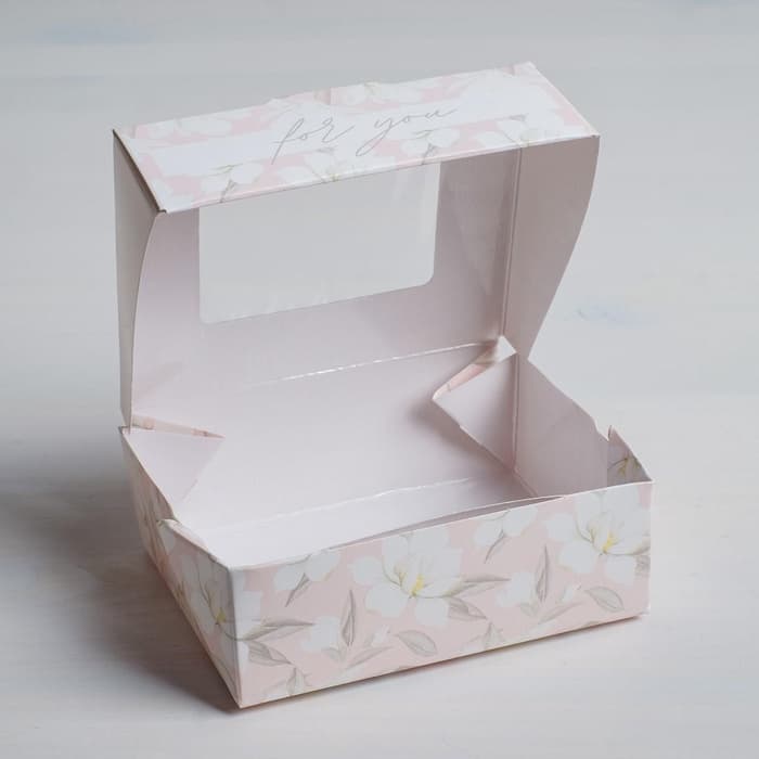 Кондитерская упаковка, коробка с ламинацией «For you», 10×8×3.5 см