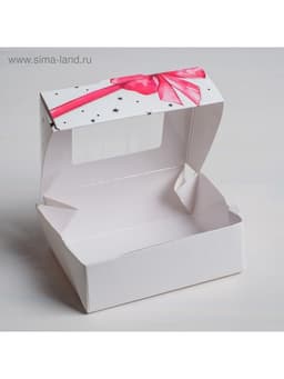 Кондитерская упаковка, коробка с ламинацией «Подарок», 10×8×3.5 см
