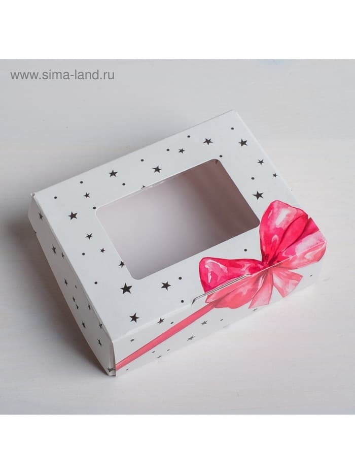 Кондитерская упаковка, коробка с ламинацией «Подарок», 10×8×3.5 см