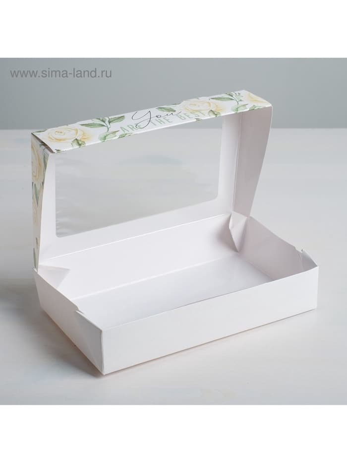 Кондитерская упаковка, коробка с ламинацией «Flowers», 20×12×4 см