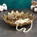 Подставка для мелочей «Пара ежей на тарелке из листьев», полистоун под золото, 24×24×6.5 см