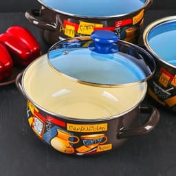 Набор кастрюль эмалированных «Капучино», 3 предмета: 2 л, 3 л, 4 л, индукция, коричневый