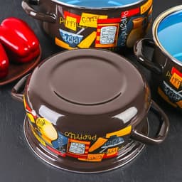 Набор кастрюль эмалированных «Капучино», 3 предмета: 2 л, 3 л, 4 л, индукция, коричневый