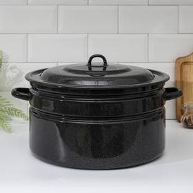 Бак эмалированный, 20 л, d=37.5 см, с крышкой, графитовый