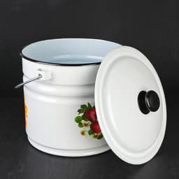 Ведро эмалированное, 10 л, с крышкой, деколь МИКС, белое