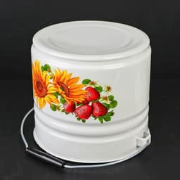 Ведро эмалированное, 10 л, с крышкой, деколь МИКС, белое