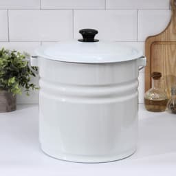 Ведро эмалированное, 12 л, цельнотянутое, с крышкой, белое