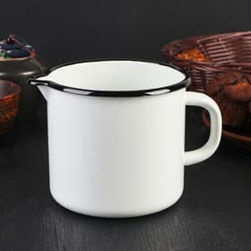 Кружка эмалированная, 1 л, с носиком, без декора, белая