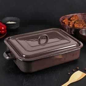 Противень эмалированный, 4.5 л, коричневый