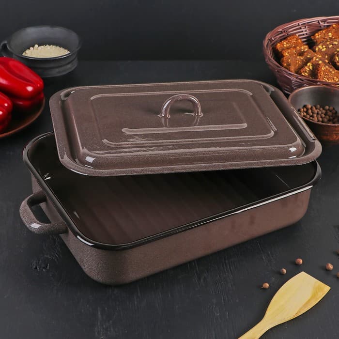 Противень эмалированный, 4.5 л, коричневый